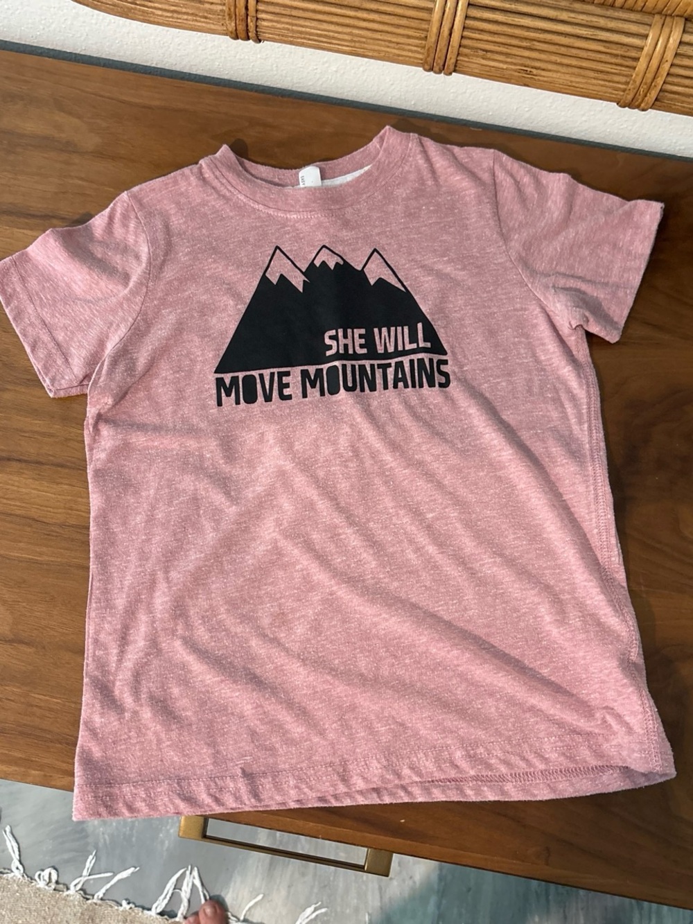 GIRLS 5/6 Ash Pink Tee with Black Mountain Graphic